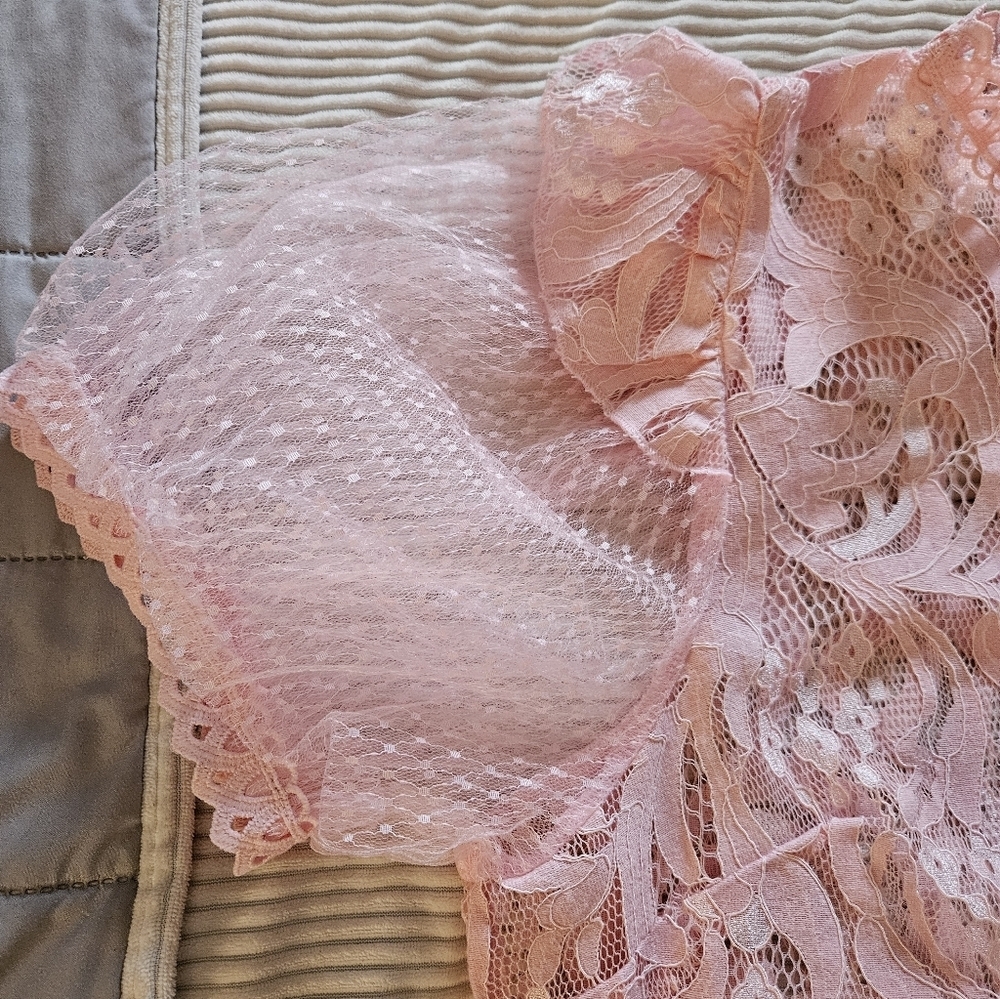 Peach Womens Pink Lace Top Size 3X - Picture 2 of 8